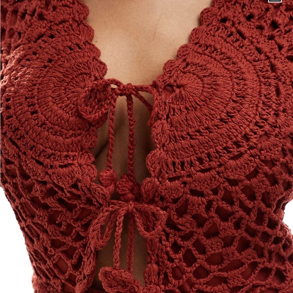 ASOS Red Crochet Open Back Dress - Picture 4 of 4
